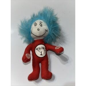 Vintage Plush Dr. Seuss The Cat in the Hat Thing 1 Red Suit Blue Hair Collectors